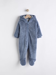 Navy Baby Cosy Zip Lined Hooded Fleece All-In-One (0mths-2yrs) - Image 6 of 9