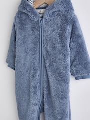 Navy Baby Cosy Zip Lined Hooded Fleece All-In-One (0mths-2yrs) - Image 8 of 9