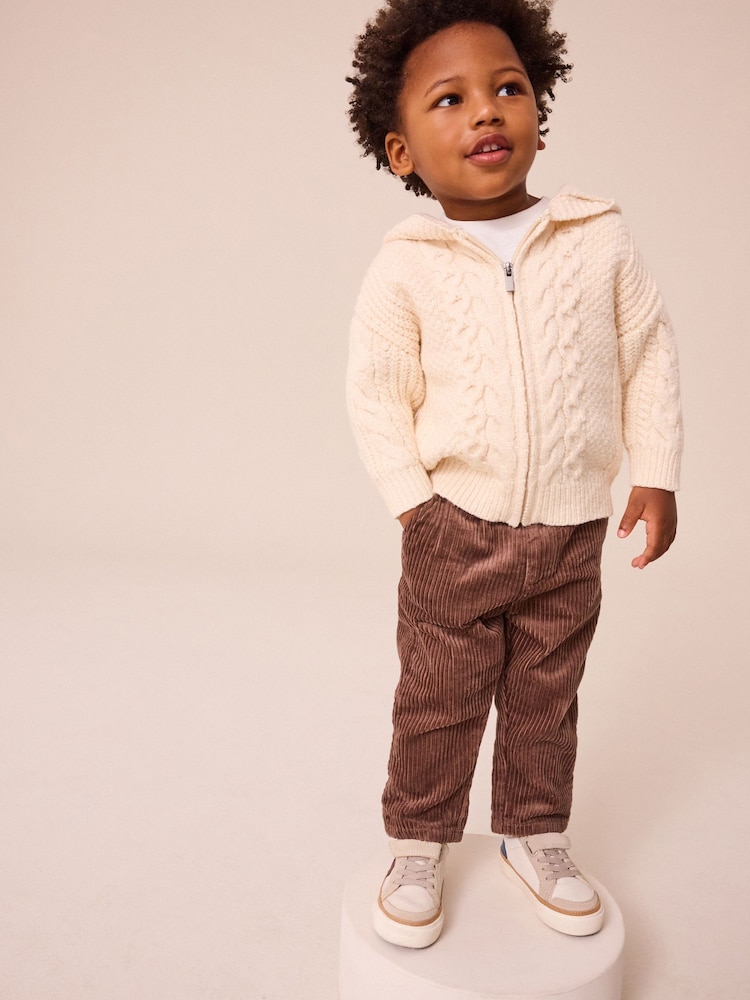 Ecru Cable Knit Zip Through Cardigan (3mths-7yrs) - Image 2 of 9