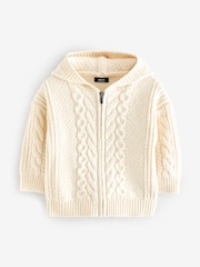 Ecru Cable Knit Zip Through Cardigan (3mths-7yrs) - Image 6 of 9