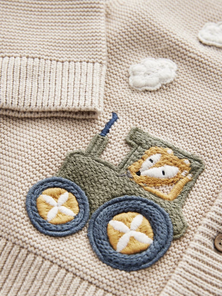 Neutral Train Character 100% Cotton Cardigan (3mths-7yrs) - Image 3 of 4