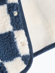 Navy Blue Checkerboard Baby Borg Hooded Fleece Jacket (0mths-2yrs) - Image 10 of 10
