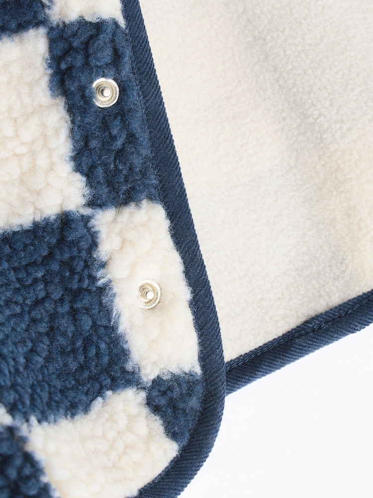 Navy Blue Checkerboard Baby Borg Hooded Fleece Jacket (0mths-2yrs) - Image 10 of 10