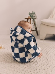 Navy Blue Checkerboard Baby Borg Hooded Fleece Jacket (0mths-2yrs) - Image 2 of 10