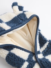 Navy Blue Checkerboard Baby Borg Hooded Fleece Jacket (0mths-2yrs) - Image 7 of 10