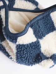 Navy Blue Checkerboard Baby Borg Hooded Fleece Jacket (0mths-2yrs) - Image 8 of 10