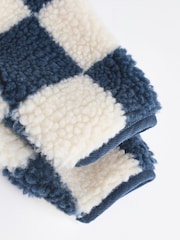 Navy Blue Checkerboard Baby Borg Hooded Fleece Jacket (0mths-2yrs) - Image 9 of 10