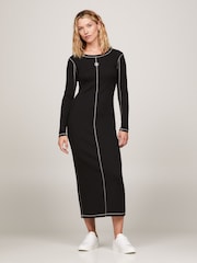 Tommy Hilfiger Black Long Sleeve Stitch Dress - Image 1 of 7