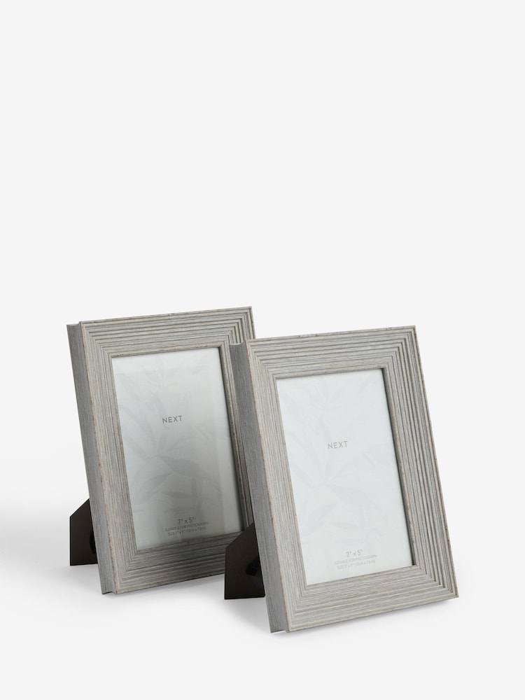 Set of 2 Grey Distressed Wood Effect Photo Frames - Image 6 of 7