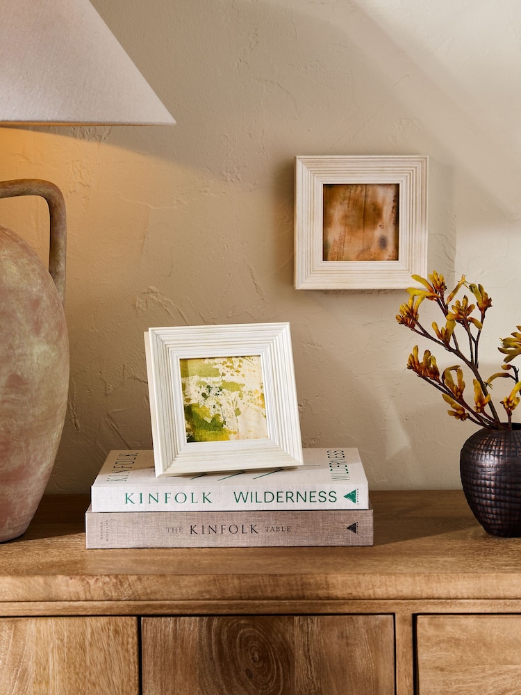 Set of 2 Cream Distressed Wood Effect Photo Frames - Image 1 of 4