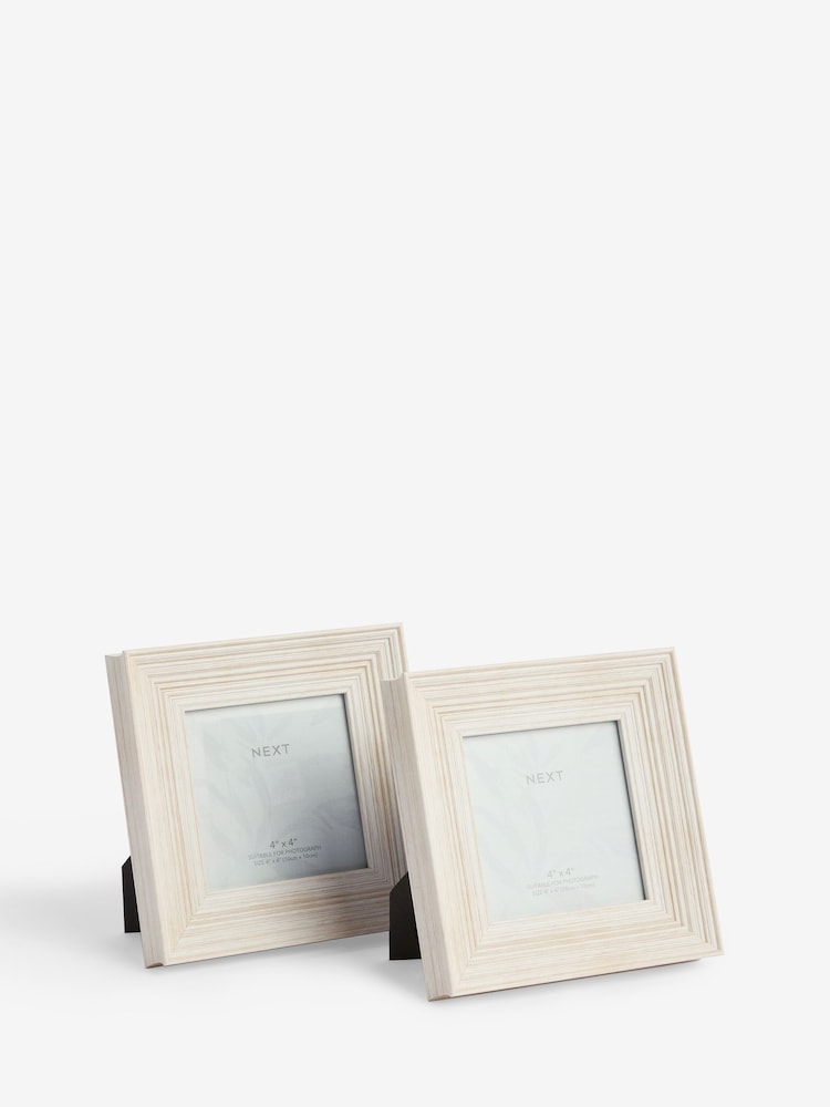 Set of 2 Cream Distressed Wood Effect Photo Frames - Image 3 of 4