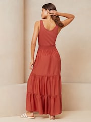 Lipsy Rust Hybrid Shirred Waist Summer Holiday Maxi Dress - Image 2 of 4