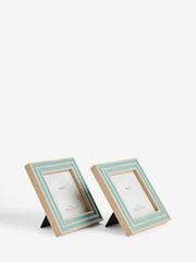 Set of 2 Teal Blue Wood Effect Photo Frames - Image 3 of 4