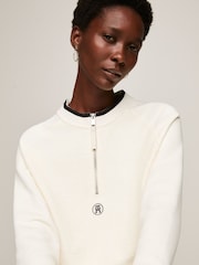Tommy Hilfiger Cream Texture 1/2 Zip Sweatshirt - Image 4 of 6