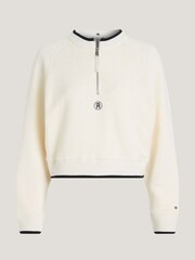 Tommy Hilfiger Cream Texture 1/2 Zip Sweatshirt - Image 5 of 6