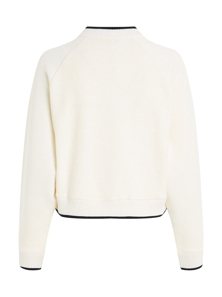Tommy Hilfiger Cream Texture 1/2 Zip Sweatshirt - Image 6 of 6