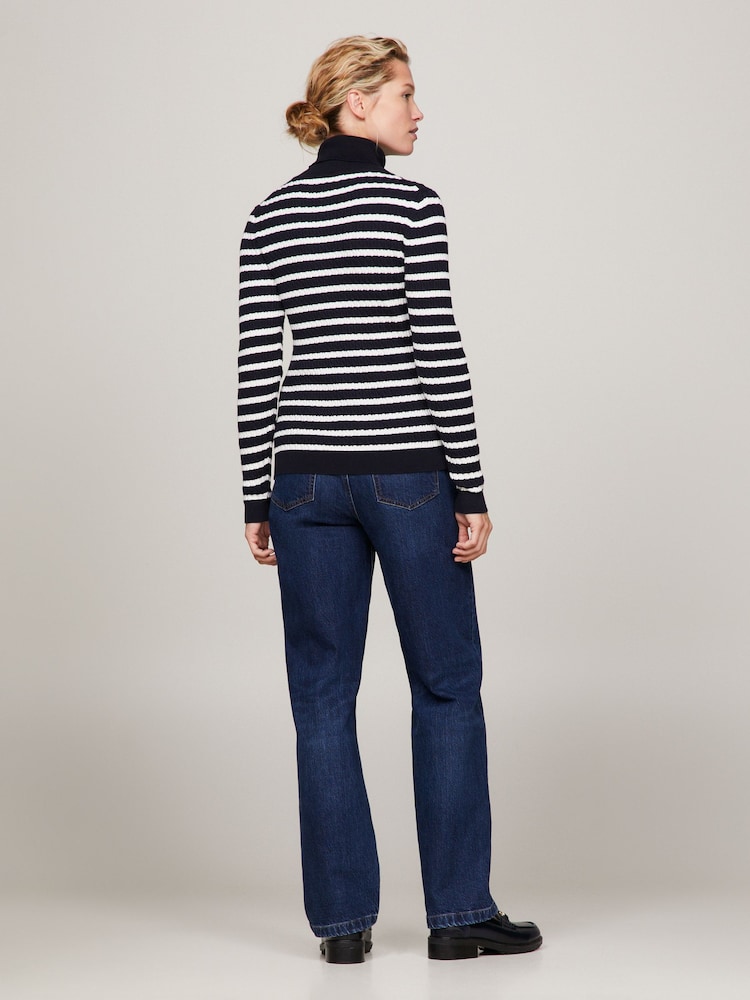 Tommy Hilfiger Blue Cable Knit Sweater - Image 2 of 5 Tommy Hilfiger Blue Cable Knit Sweater - Image 2 of 5