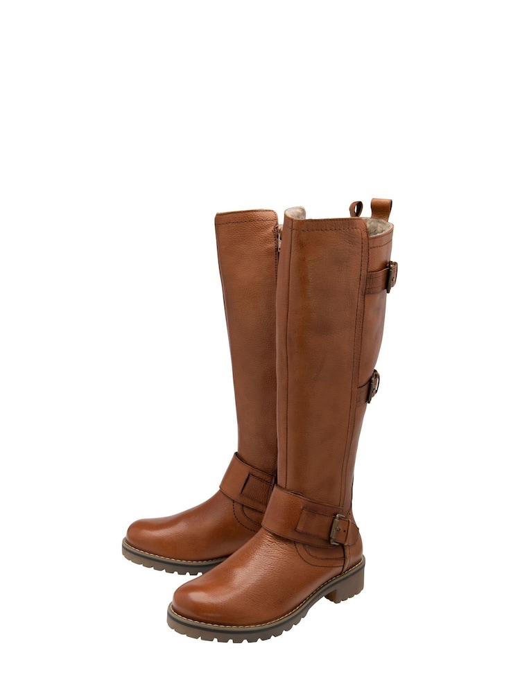 Lotus Brown Heeled Knee High Boots - Image 2 of 4