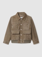 Reiss Pistachio Bas Senior Suede Front Pocket Jacket - Image 2 of 4
