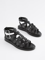 Черный - Кожаные сандалии-гладиаторы Forever Comfort® - Image 1 of 5