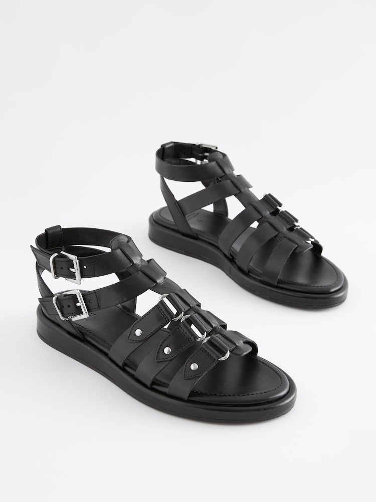 Черный - Кожаные сандалии-гладиаторы Forever Comfort® - Image 1 of 5