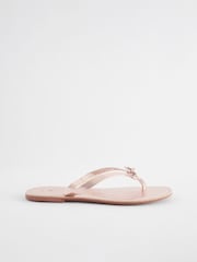 Розово-золотистый - Кожаные шлепанцы с бантиками Forever Comfort® - Image 2 of 7