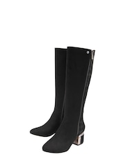 Lotus Black Heeled Knee High Boots - Image 2 of 4