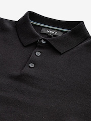 Black Regular Fit Knitted Long Sleeve Polo Shirt - Image 8 of 8