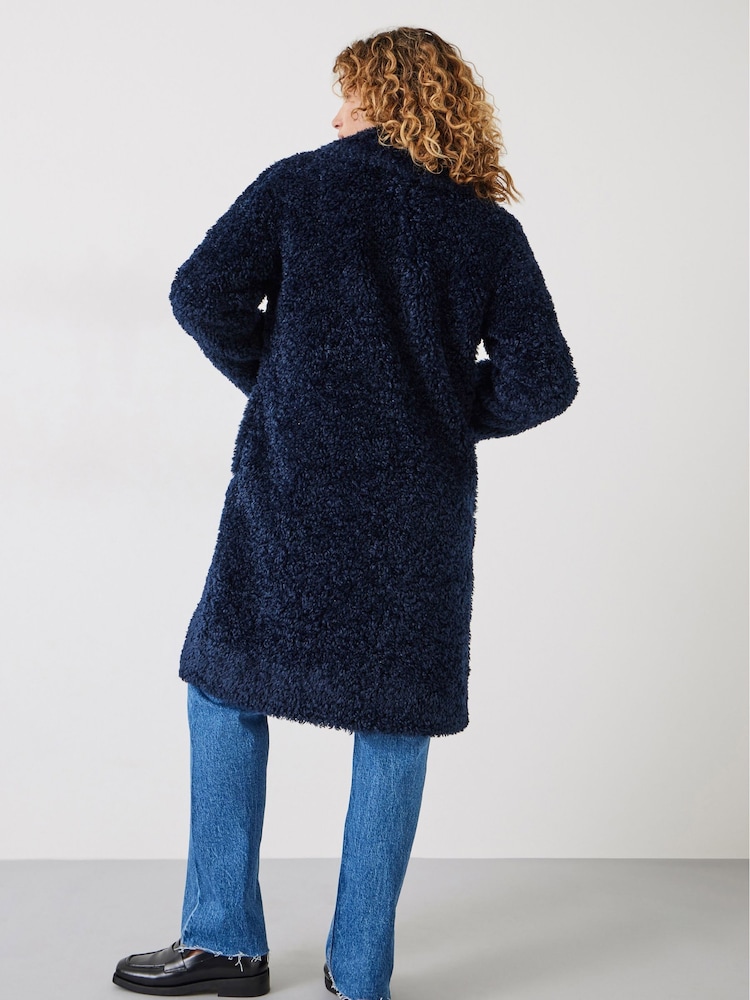 Hush Blue Leighton Textured Faux Fur Coat - Image 2 of 5 Hush Blue Leighton Textured Faux Fur Coat - Image 2 of 5