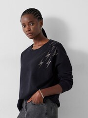 Hush Black Sequin Thunderbolt Relaxed Sweatshirt - Image 1 of 5