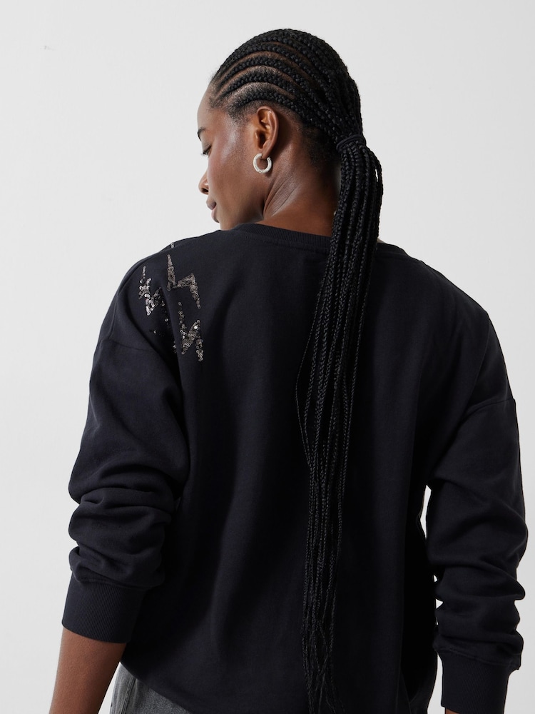 Hush Black Sequin Thunderbolt Relaxed Sweatshirt - Image 2 of 5