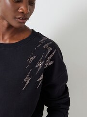 Hush Black Sequin Thunderbolt Relaxed Sweatshirt - Image 4 of 5