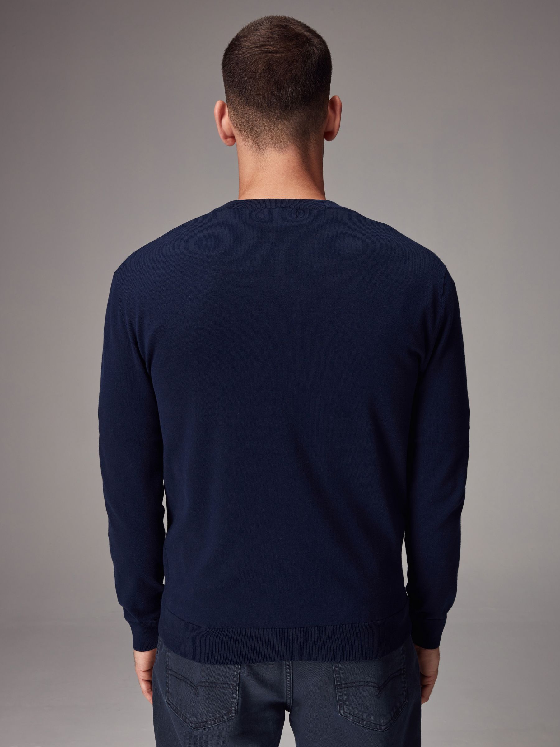 Buy Navy Blue Regular Fit Cotton Rich V Neck Jumper from Next USA