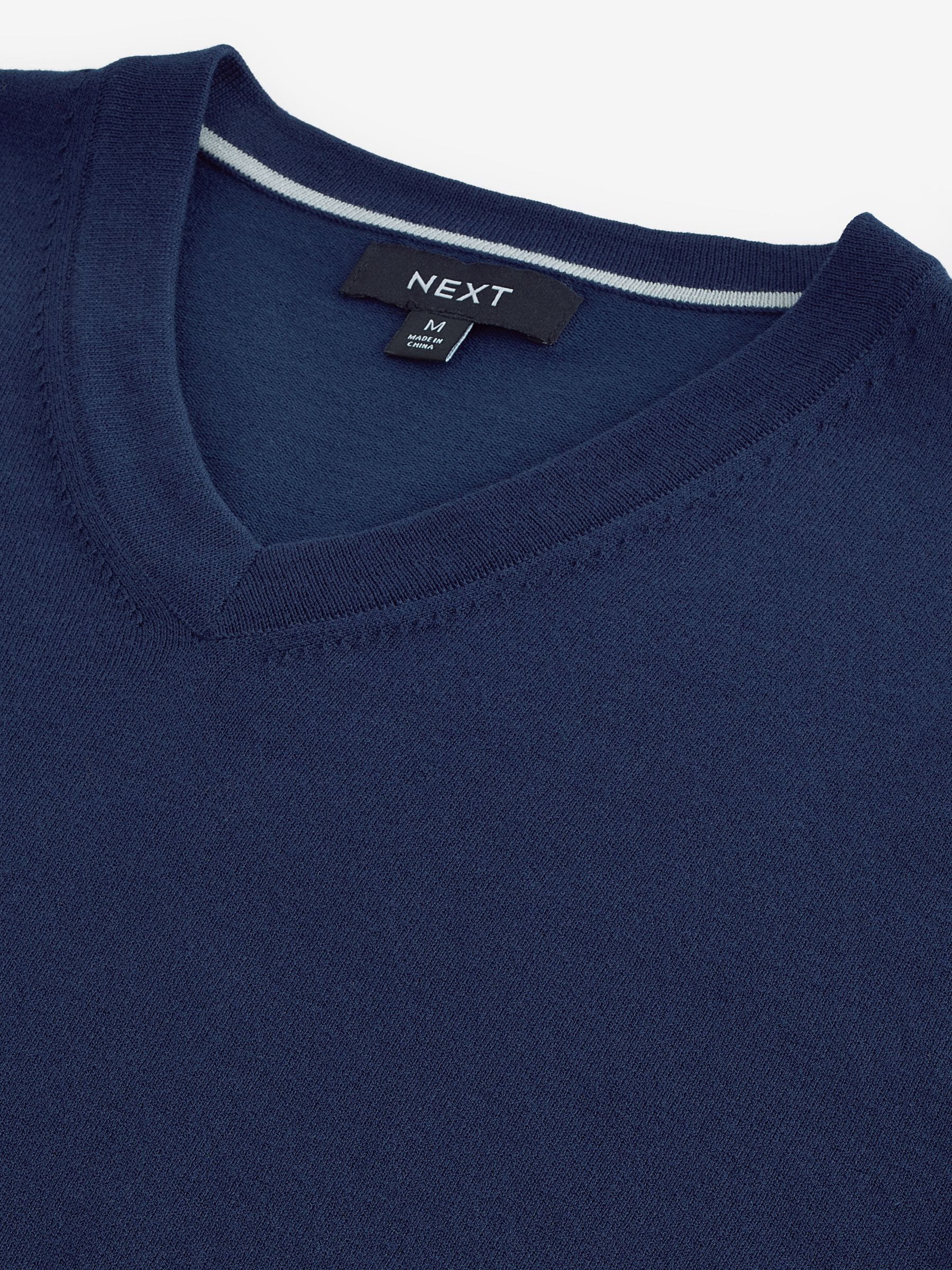 Buy Navy Blue Regular Fit Cotton Rich V Neck Jumper from Next USA