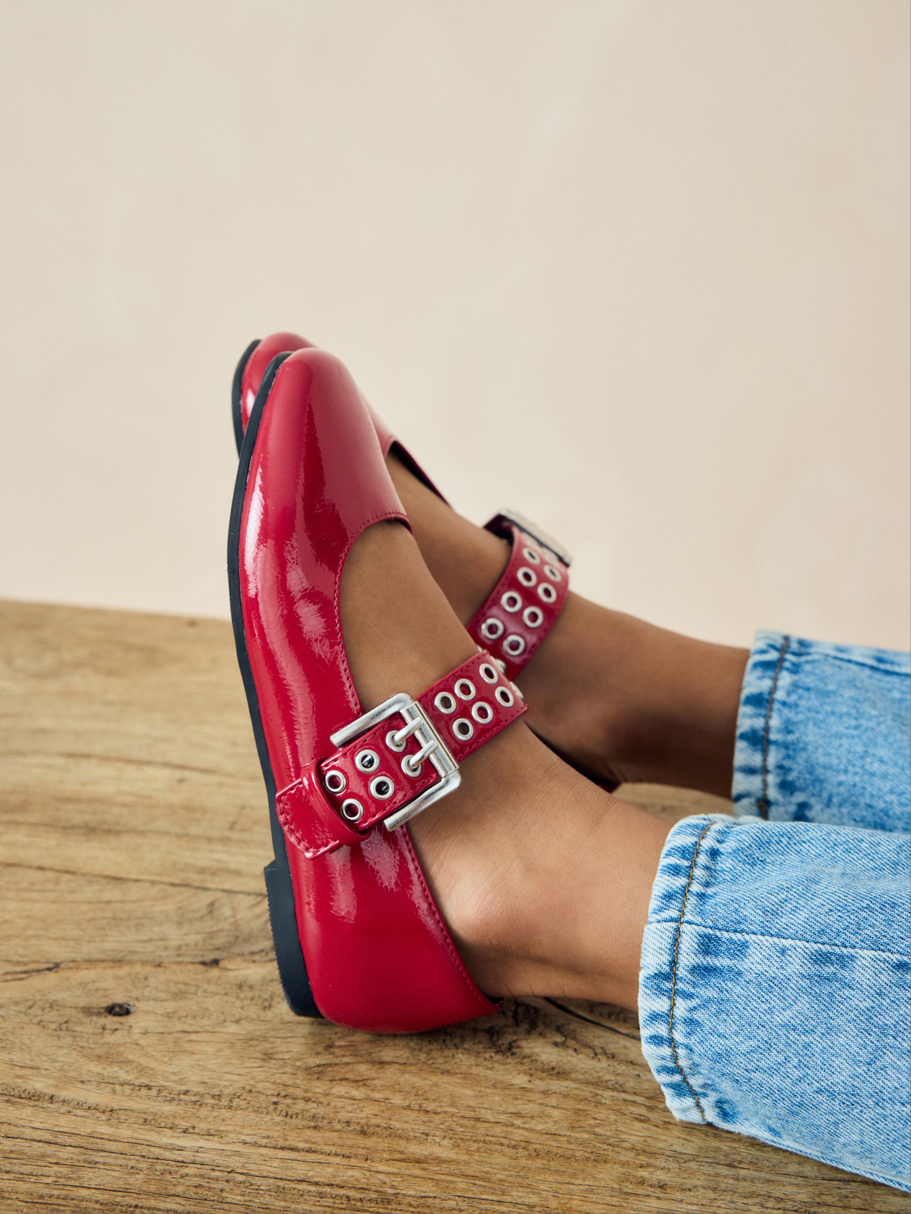 Buy Red Stud Strap Mary Jane Shoes from Next Luxembourg