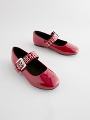 Red Stud Strap Mary Jane Shoes - Image 4 of 9