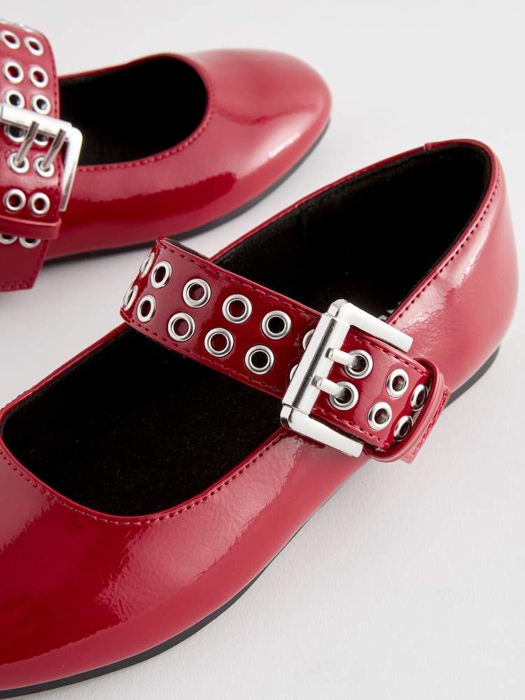 Red Stud Strap Mary Jane Shoes - Image 9 of 9