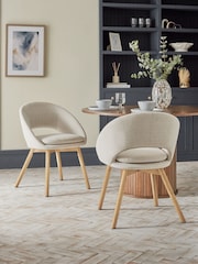 Light Natural Tweedy Plain Hewitt Dining Chairs Set of 2 - Image 1 of 6
