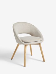 Light Natural Tweedy Plain Hewitt Dining Chairs Set of 2 - Image 4 of 6