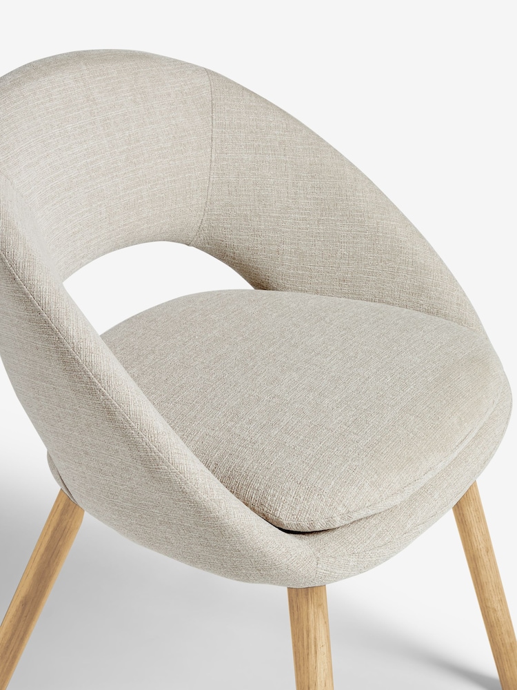 Light Natural Tweedy Plain Hewitt Dining Chairs Set of 2 - Image 6 of 6