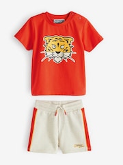 KENZO KIDS Baby Red Tiger Varisty Logo Print Short Sleeve Top and Shorts Set - Image 1 of 5