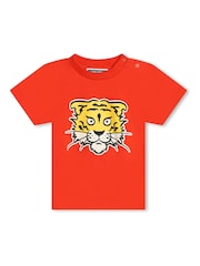KENZO KIDS Baby Red Tiger Varisty Logo Print Short Sleeve Top and Shorts Set - Image 2 of 5