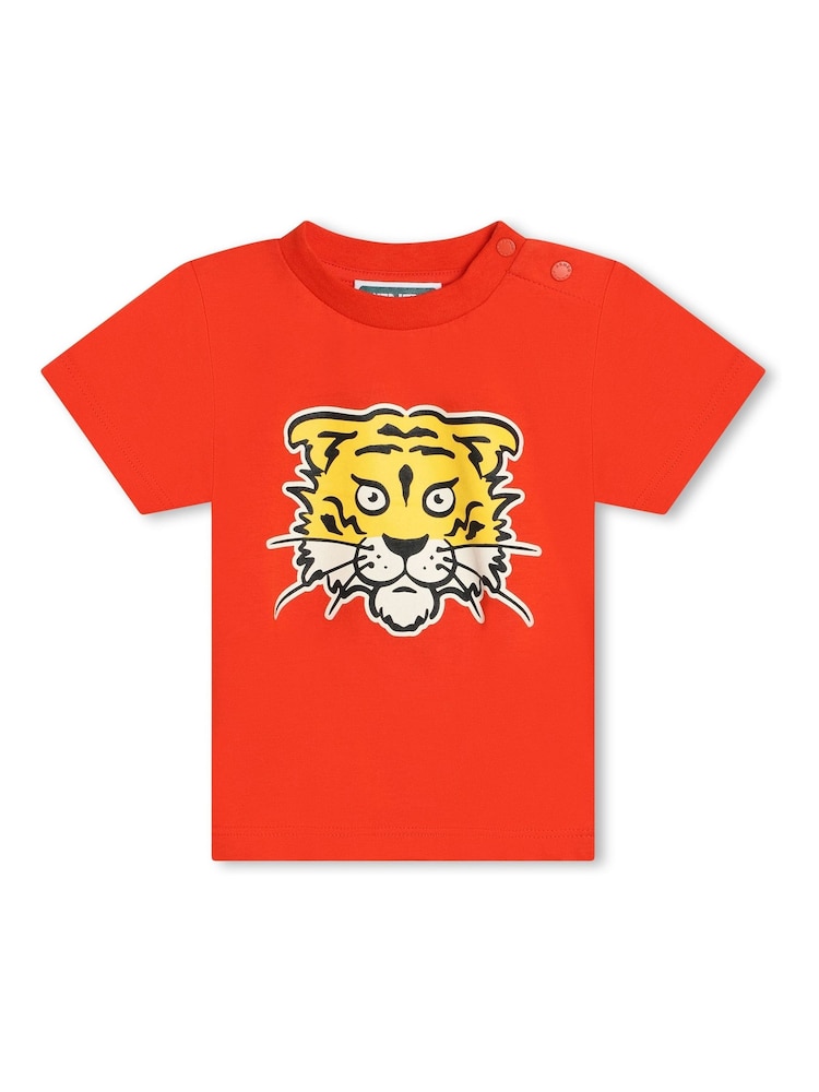 KENZO KIDS Baby Red Tiger Varisty Logo Print Short Sleeve Top and Shorts Set - Image 2 of 5