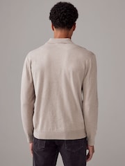 Neutral Regular Fit Knitted Long Sleeve Polo Shirt - Image 2 of 7