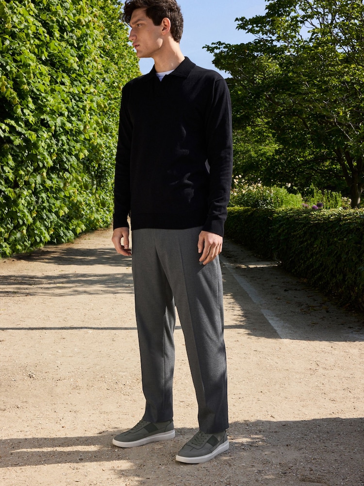 Black Regular Fit Cotton Rich Polo Neck Jumper - Image 2 of 7