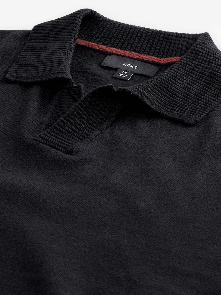 Black Regular Fit Cotton Rich Polo Neck Jumper - Image 7 of 7