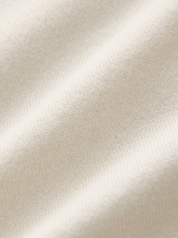 White Ecru Regular Fit Knitted Long Sleeve Polo Shirt - Image 8 of 8