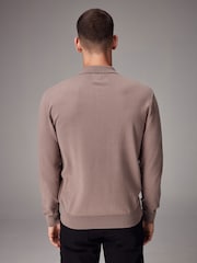 Stone Dark Regular Fit Knitted Long Sleeve Polo Shirt - Image 3 of 8