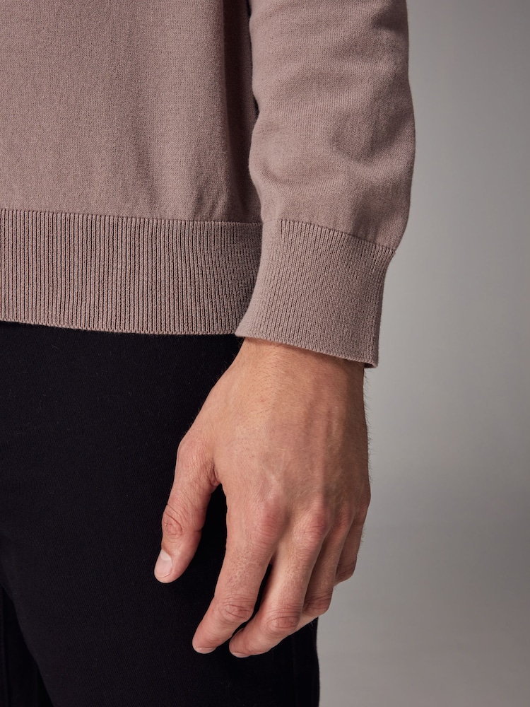 Stone Dark Regular Fit Knitted Long Sleeve Polo Shirt - Image 5 of 8