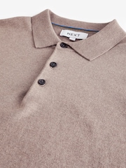 Stone Dark Regular Fit Knitted Long Sleeve Polo Shirt - Image 7 of 8